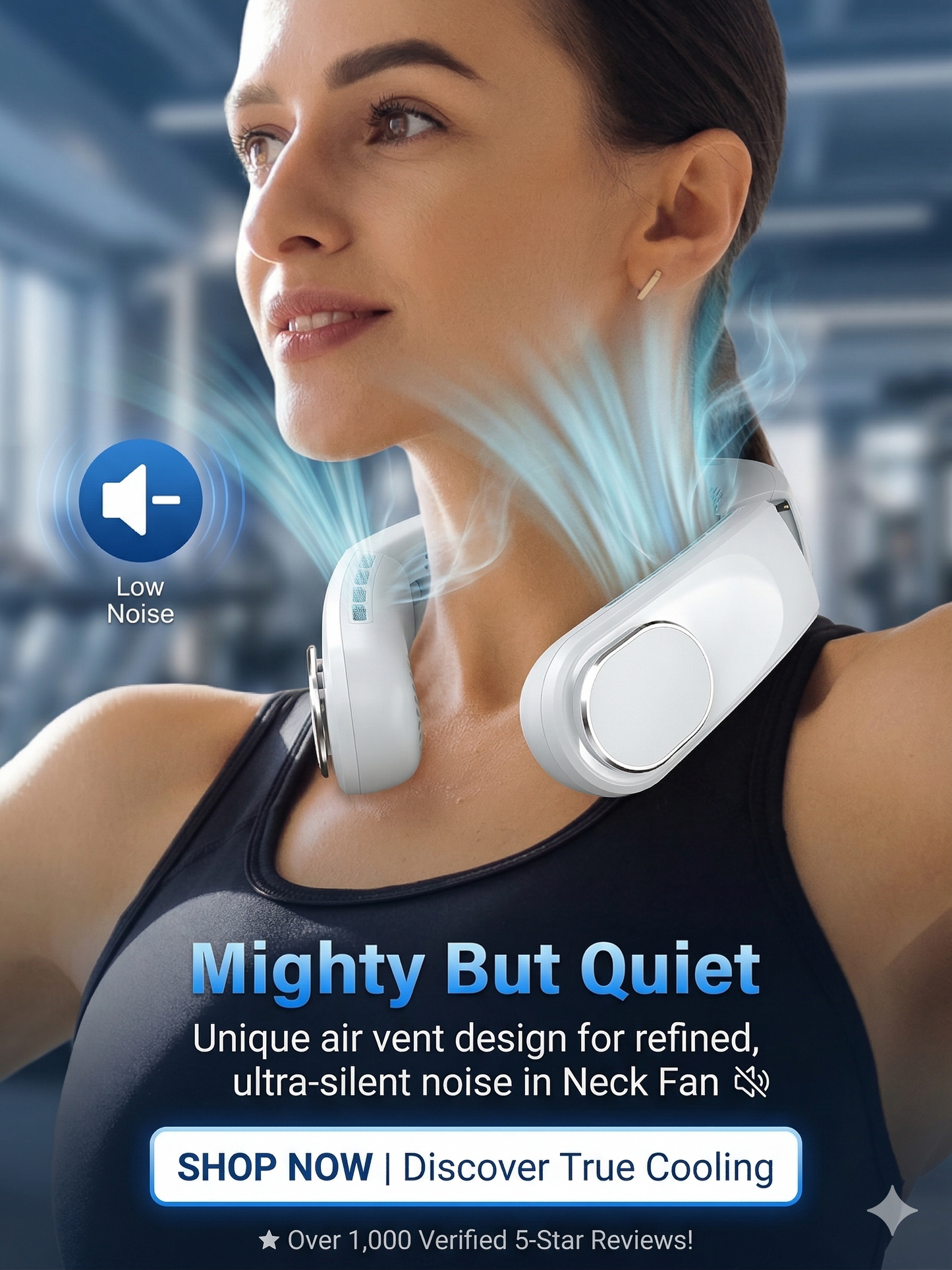 Wearable Neck Fan with Turbo Cooling – Hands-Free, USB Rechargeable (5200mAh) for Instant Cooling Anywhere